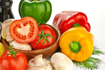 Fresh vegetables and mushrooms
