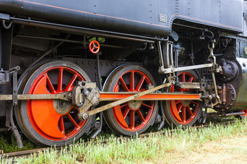 Fototapeta na wymiar detail of steam locomotive, Czech Republic