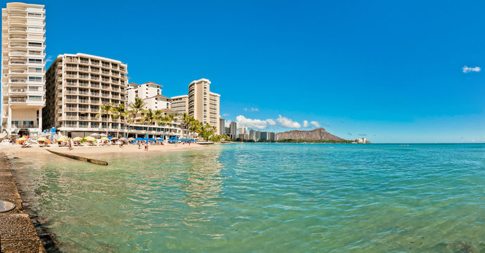 Waikiki shoreline in Honolulu, Hawaii