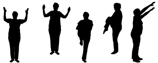 Vector silhouette of a old woman.
