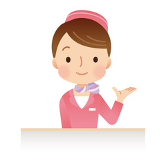 受付カウンターの女性