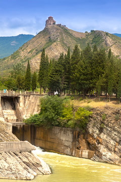 view of the ancient temple Djvari, near Tbilisi in Georgia.