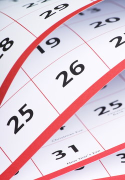 Open pages of a calendar with date numbers visible