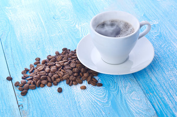 coffee cup and beans