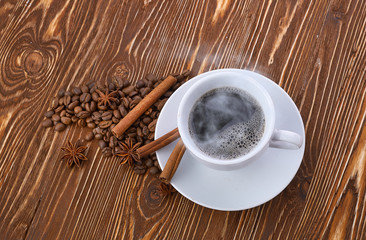 coffee cup and beans