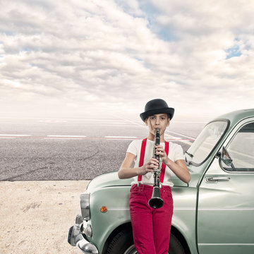 little girl playing clarinet