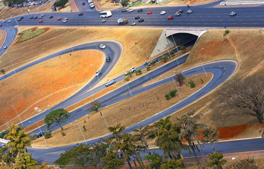 Road infrastructure in Brasilia, the capital of Brazil.
