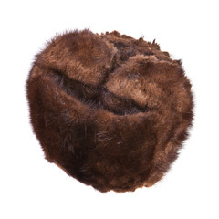 old fur hat on a white background