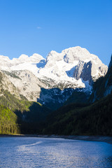 view at Dachstein from Vorder-Gosausee lake, Upper Austria-Styri