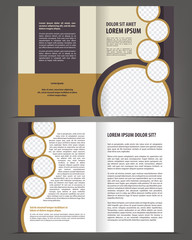 Vector empty bi-fold brochure print template design - 61845018