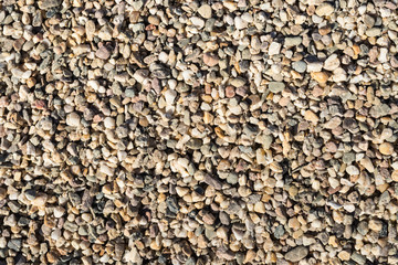 Closeup of gravel in varied colors and shapes