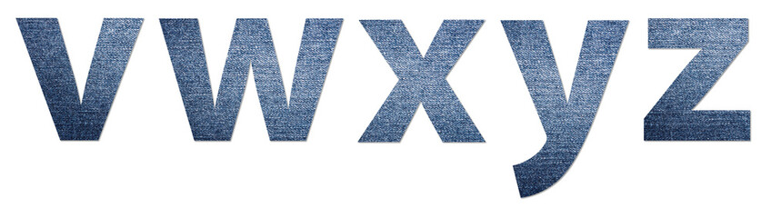 Denim Jeans Texture Alphabet Letters V-Z