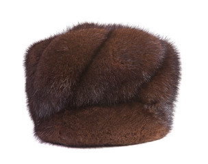 female fur hat on a white background