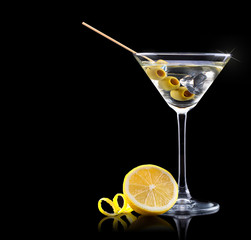 Cocktail martini on a black