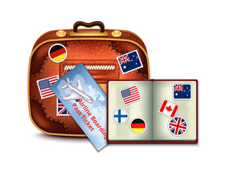 Passport and Airline  Ticket and Luggage