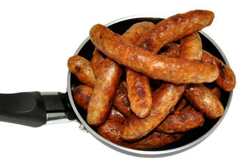 Frying Pan Full Of Sausages