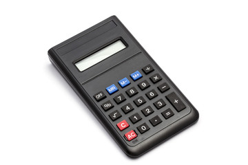 Black calculator isolated on white background