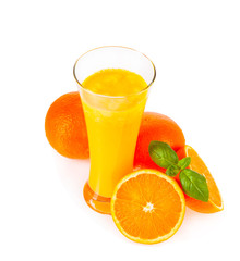 Fresh orange juice isolated on white background