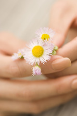 flower and hand