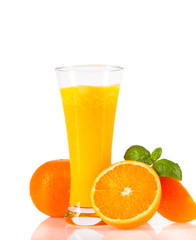 Fresh orange juice isolated on white background