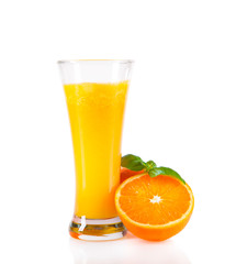 Fresh orange juice isolated on white background