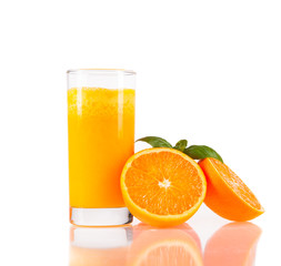 Fresh orange juice isolated on white background