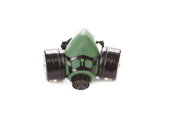 Side View Of Green Gas Mask.