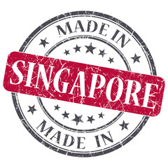 made in SINGAPORE red grunge stamp isolated on white background