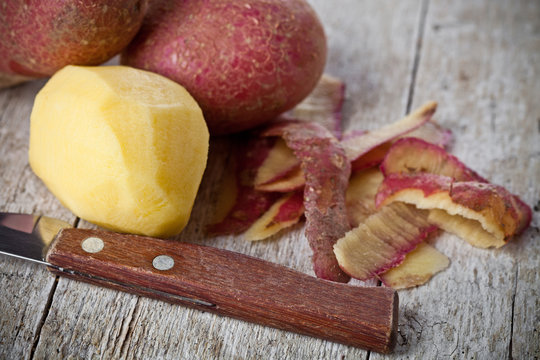 healthy organic peeled potatoes