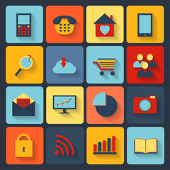 Flat set of modern vector icons .