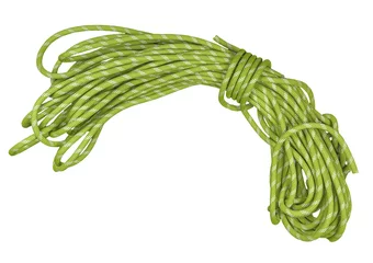 Blackout roller blinds Mountaineering Green climbing rope isolated on white background.
