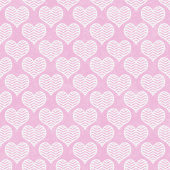 Pink and White Chevron Hearts Pattern Repeat Background