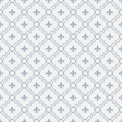 White and Pale Blue Fleur-De-Lis Pattern Textured Fabric Backgro © Karen Roach
