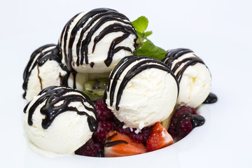fruit salad and ice cream