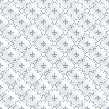 White and Pale Blue Fleur-De-Lis Pattern Textured Fabric Backgro