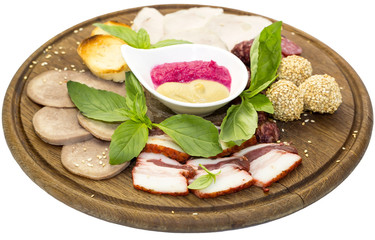 meat dish with several kinds of sausages