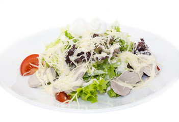 salad with cheese, meat and vegetables