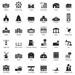 Buildings city icon set