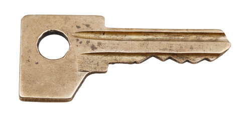 one brass door key for cylinder lock