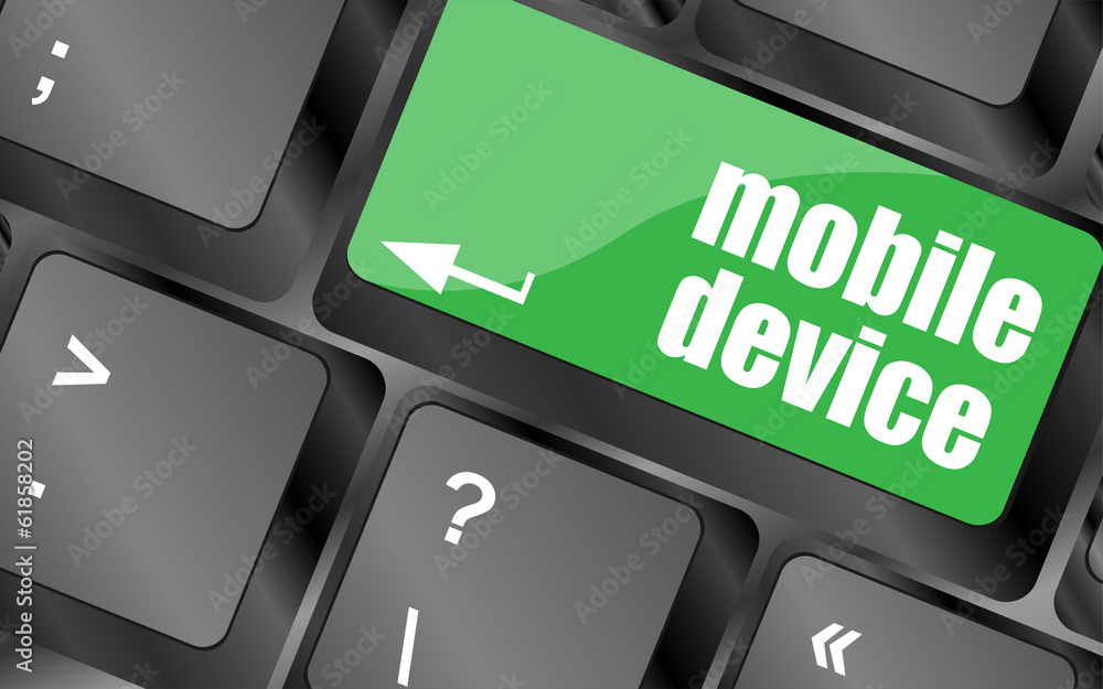 Poster a keyboard with a key reading mobile devices