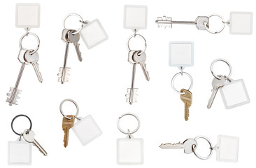 set of keys on ring with blank keychain