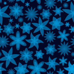abstract flowers blue seamless pattern eps10