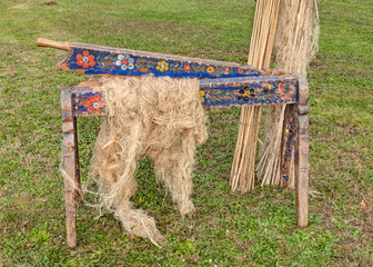 old tool for processing hemp and flax