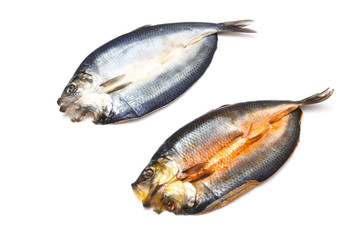 Kippers isolated on a white studio background.