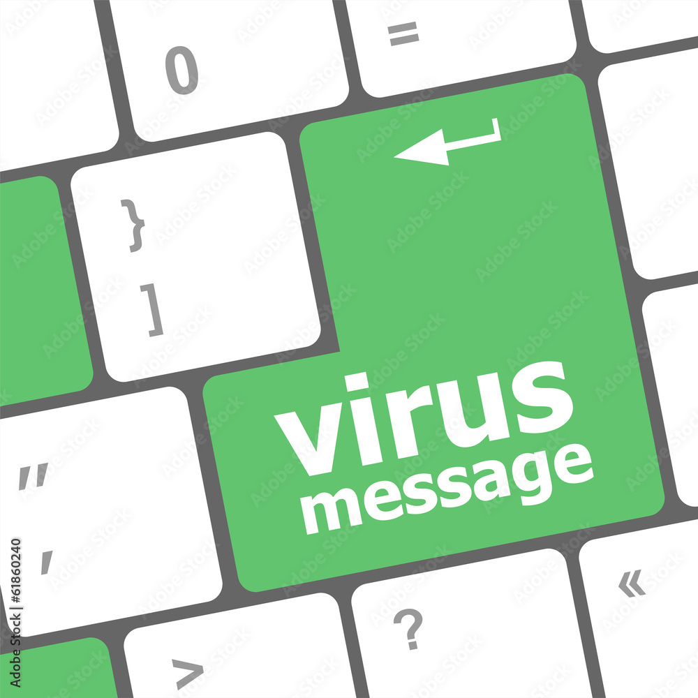 Poster computer keyboard with virus message key