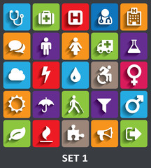 Trendy Vector Icons With Shadow. Set 1