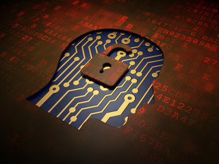 Business concept: Head With Padlock on digital screen background