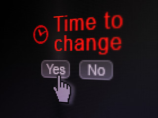 Timeline concept: Clock icon and Time to Change on digital