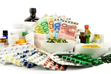 Medikamente, Tabletten und Pillen mit Geld - Gesundheit