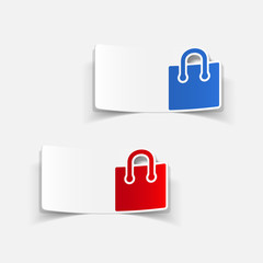 realistic design element: shopping, bag, package